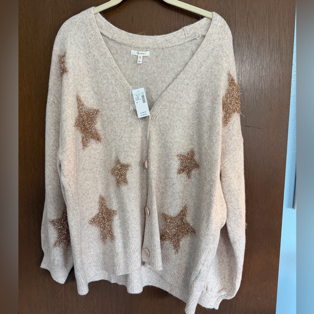 Maurices Beige Star Cardigan Sweater